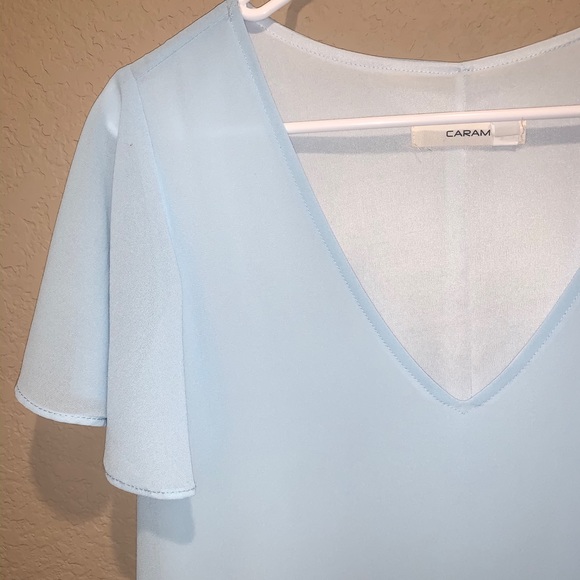 Riff Raff Flutter Sleeve V-neckline Dress Blue - Picture 4 of 7